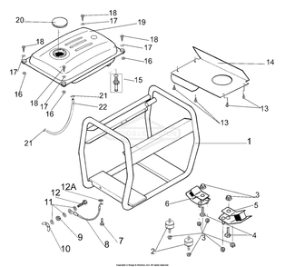 Frame, Fuel Tank And Fittings Diagram and Parts List for 1949-0  Briggs and Stratton Generator